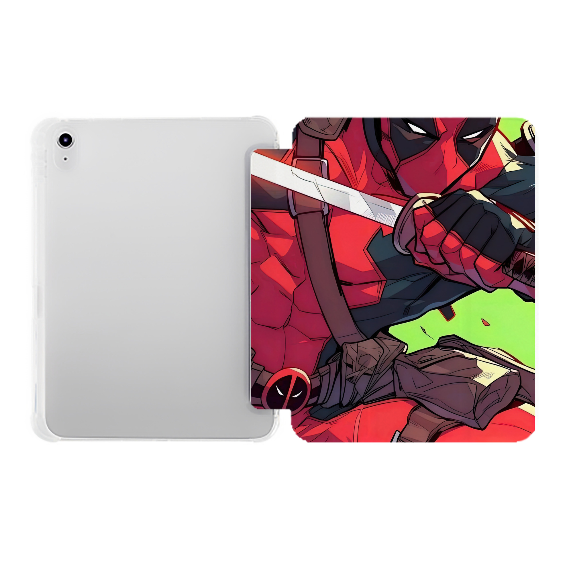 （画像用） Deadpool デッドプール IPad ケース ペン収納付き 三つ折りスタンド PUレザー×シリコン 対応機種9.5/10.5/10.9インチ
